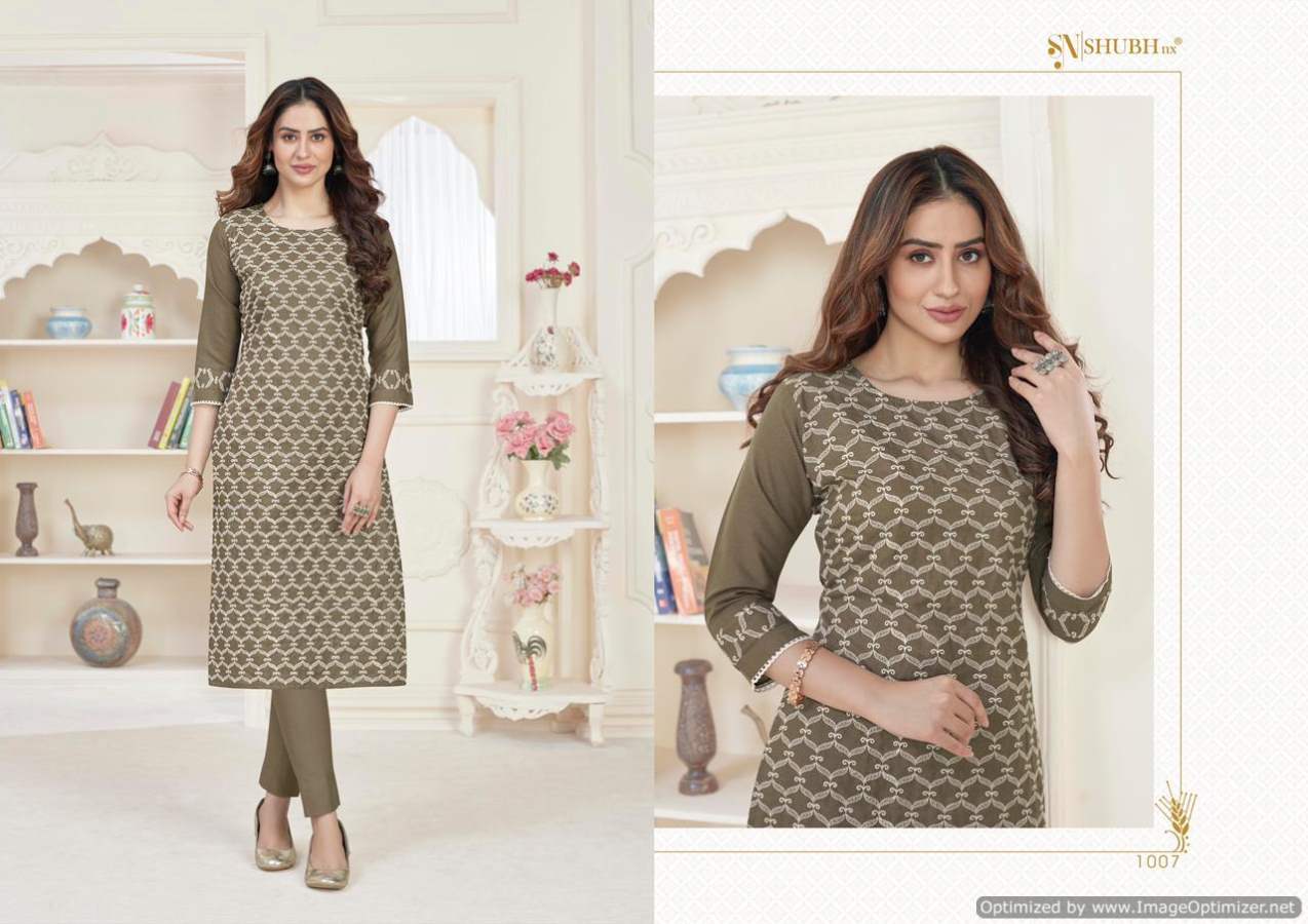 Shubh Kashvi Ethnic Regular Wear Rayon Cotton Designer Kurti Collection